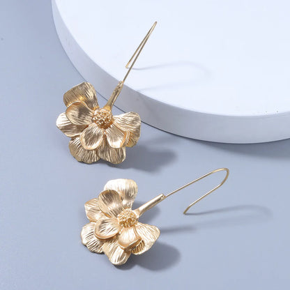 New Half-flower Long Earrings European And American Fashion Alloy Earrings