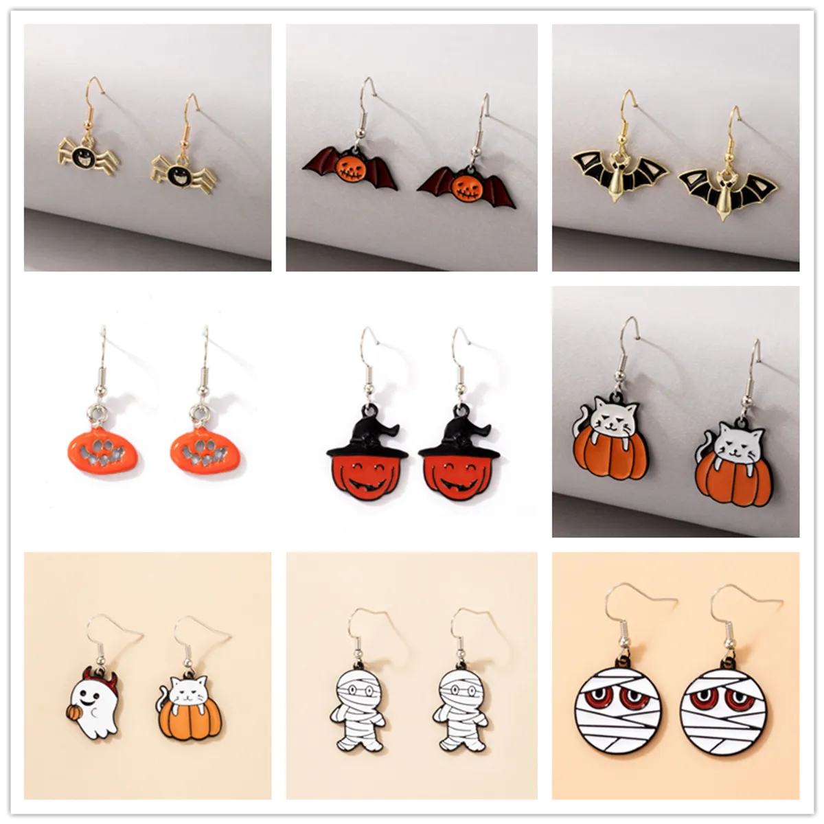 New Halloween Cartoon Dripping Oil Skull Pendant Earrings