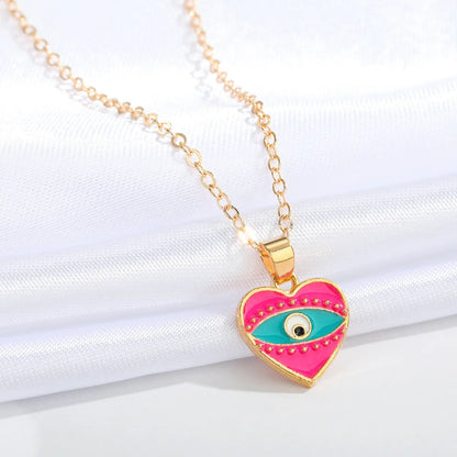 New Heart Blue Eye Multicolor Irregular Pendant Clavicle Chain Wholesale Nihaojewelry