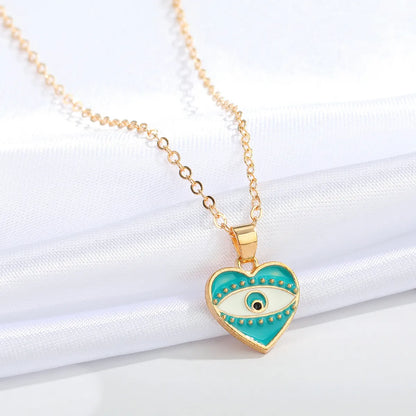 New Heart Blue Eye Multicolor Irregular Pendant Clavicle Chain Wholesale Nihaojewelry