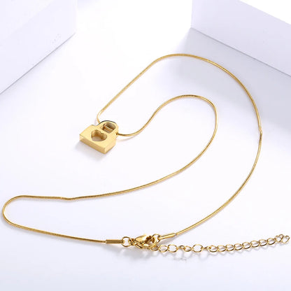 New Heart Lock-shaped Stainless Steel Clavicle Chain Earrings Net Wholesale Gooddiy