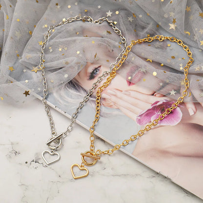 New Heart Pendent Ot Buckle Alloy Thick Clavicle Chain