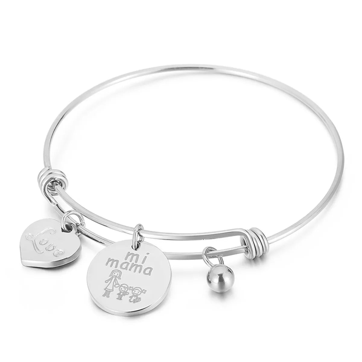 New Heart-shaped Titanium Steel Bracelet Retractable Bracelet Mother's Day