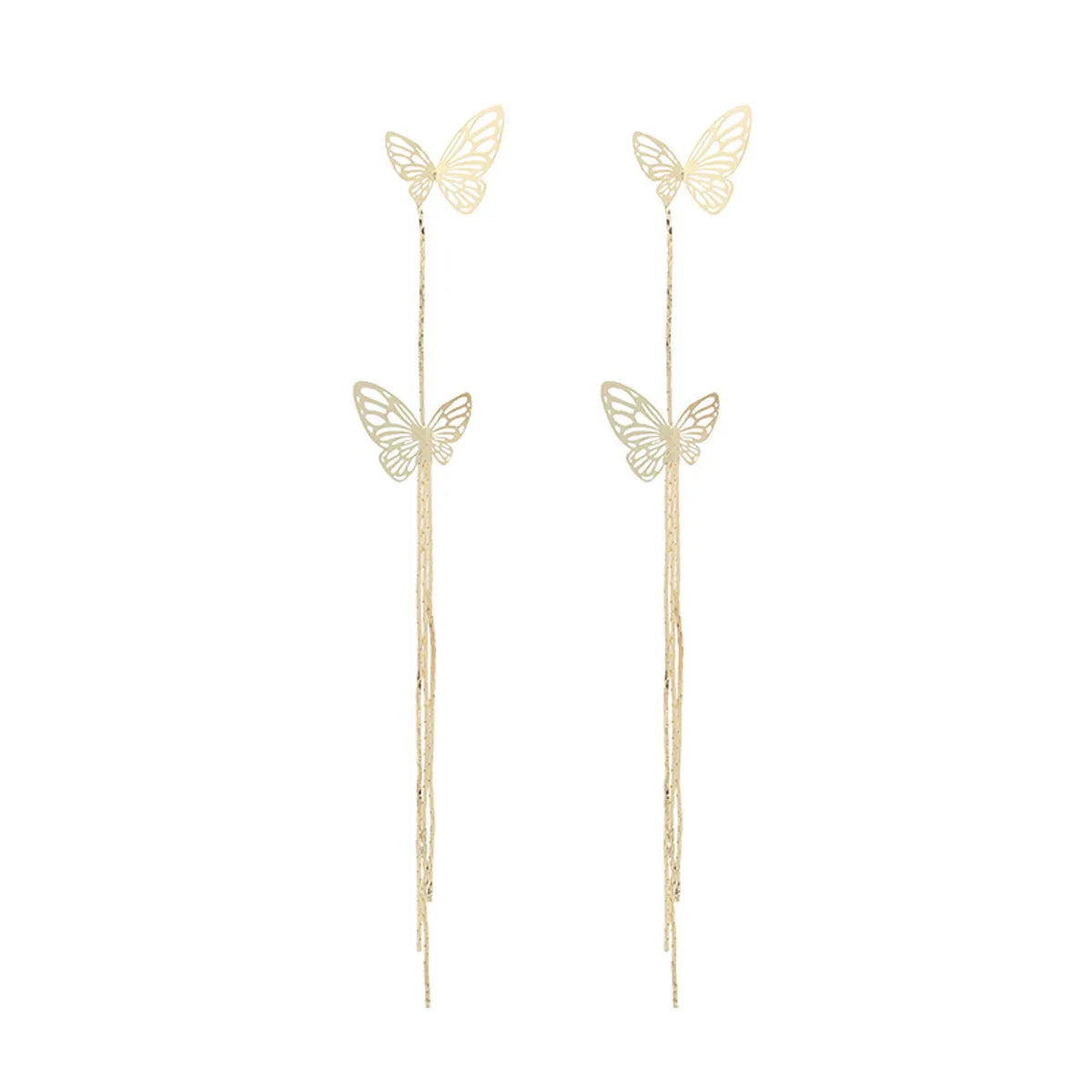 New Hollow Simple Long Tassel Butterfly Earrings Exaggerated Earrings Wholesale Gooddiy