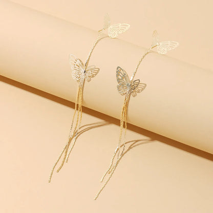 New Hollow Simple Long Tassel Butterfly Earrings Exaggerated Earrings Wholesale Gooddiy