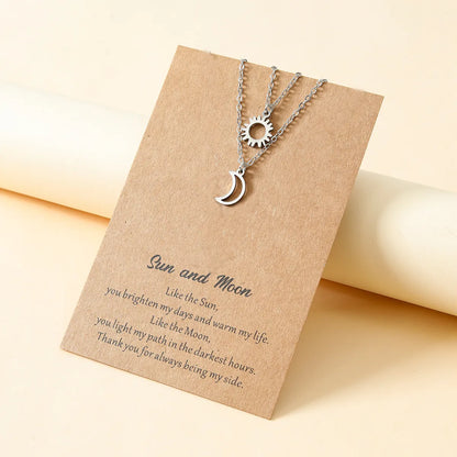 New Hollow Sun Moon And Star Pendent Card Alloy Necklace