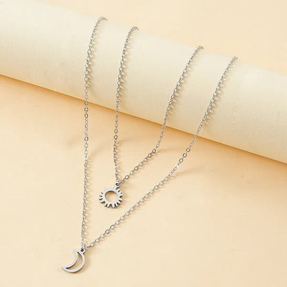 New Hollow Sun Moon And Star Pendent Card Alloy Necklace