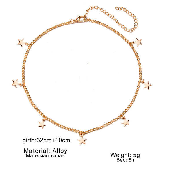 New Hot Fashion Simple Thick Five  Pointed Star Pendant Necklace For Jewelry Wholesale Alloy Material Electroplating Treatment Geometry Pattern And Styling