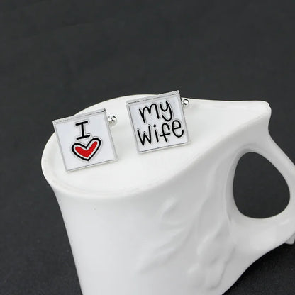 New I Love You My Wife Enamel Men'S Cufflinks