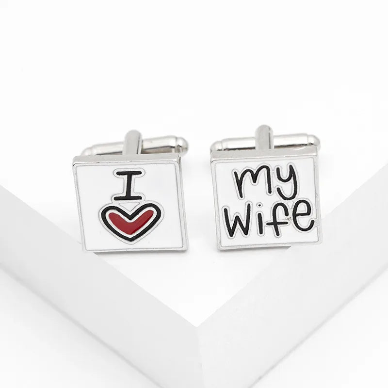 New I Love You My Wife Enamel Men'S Cufflinks