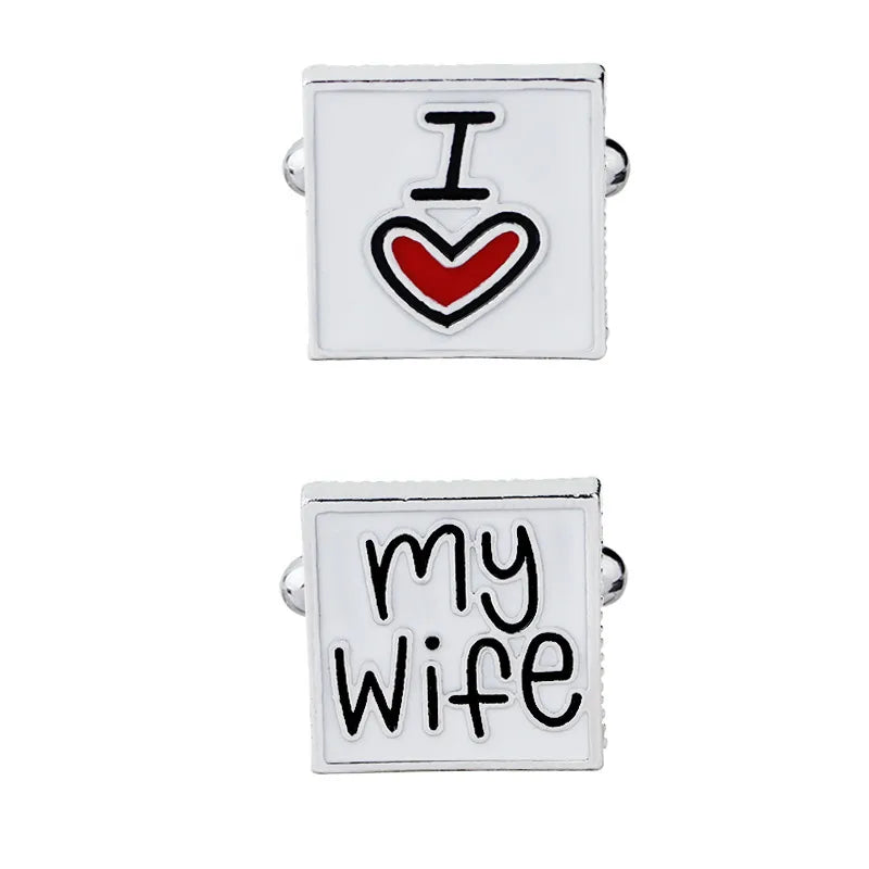 New I Love You My Wife Enamel Men'S Cufflinks