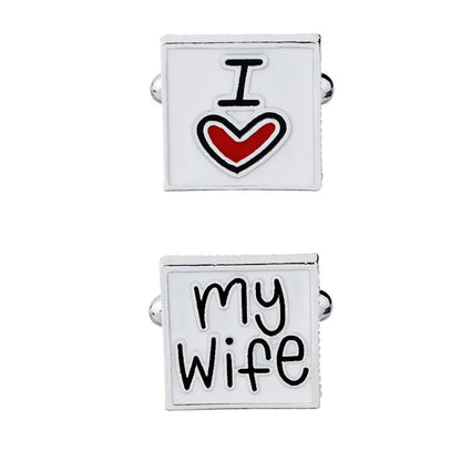 New I Love You My Wife Enamel Men'S Cufflinks