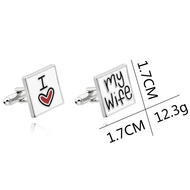 New I Love You My Wife Enamel Men'S Cufflinks