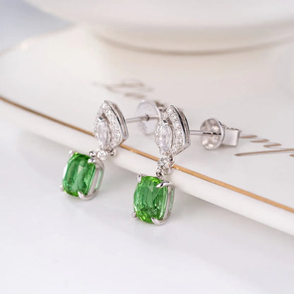 New Imitation Green Tourmaline Fashion Small Apple Pendant Copper Earrings