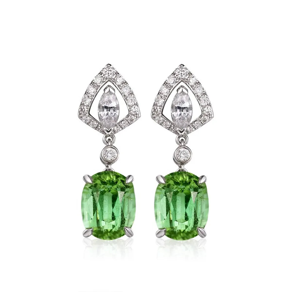 New Imitation Green Tourmaline Fashion Small Apple Pendant Copper Earrings