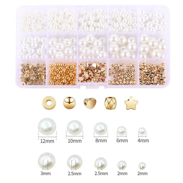New Imitation Pearl Suit Combination Metal Love CCB Spacer Beads Diy Bracelet Beads