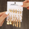 New Inlaid Pearl Gold Hoop Earring 6-Piece Set Wholesale Nihaojewelry