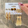 New Inlaid Pearl Gold Hoop Earring 6-Piece Set Wholesale Nihaojewelry