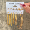 New Inlaid Pearl Gold Hoop Earring 6-Piece Set Wholesale Nihaojewelry