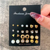 New Inlaid Pearl Gold Hoop Earring 6-Piece Set Wholesale Nihaojewelry