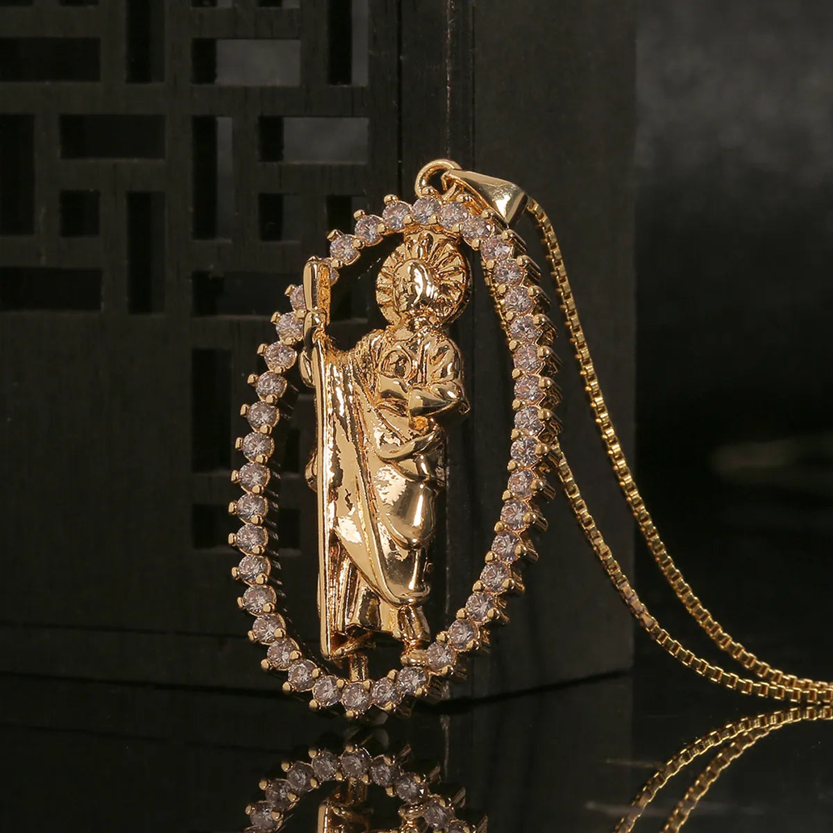 New Inlaid Zircon Madonna Of Death Pendant Necklace Wholesale Gooddiy