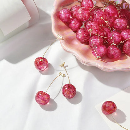 New  Internet Celebrity Elegant Earrings Women'S Niche Design Cherry Earrings Sweet Cherry Fashionable Earrings