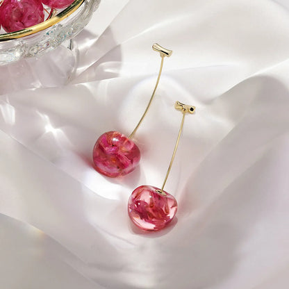 New  Internet Celebrity Elegant Earrings Women'S Niche Design Cherry Earrings Sweet Cherry Fashionable Earrings