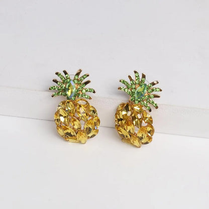 New Jewelry Rhinestone Crystal Pineapple Earrings Fruit Earrings