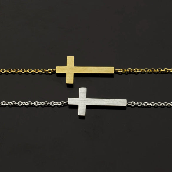 New 18K Goldplated Stainless Steel Cross Couple Bracelet Simple Geometric Bracelet