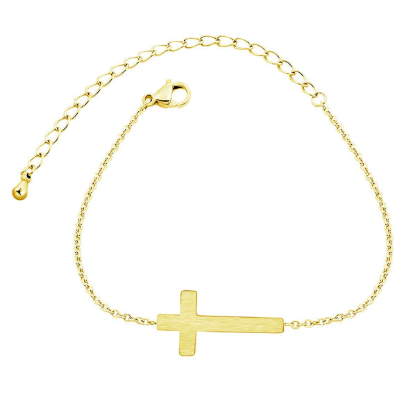 New 18K Goldplated Stainless Steel Cross Couple Bracelet Simple Geometric Bracelet