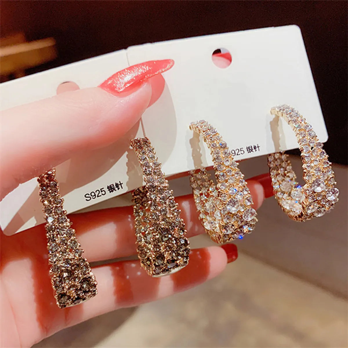 New Korean Retro Baroque Rhinestone Earrings