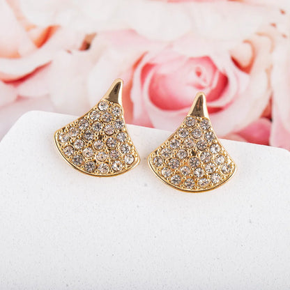 New Korean S925 Silver Needle Fan-Shaped Crystal Simple Fashion Earrings For Women