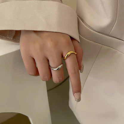 New Korean Style Geometric Irregular Vegetarian Ring Index Finger Ring