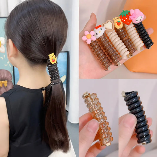 New Korean-Style Hair Binding Telephone Line Hair Band Hair Braiding High Elastic Head Rope Rubber Band High-Looking Ponytail Hair Rope Durable Hair Accessories