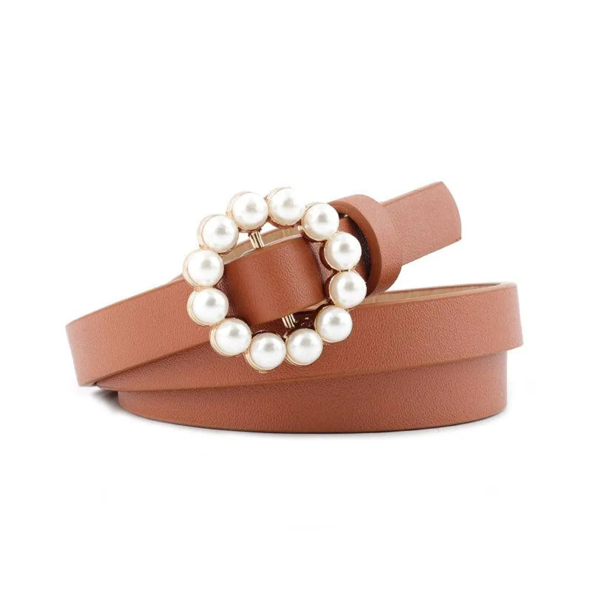 New Ladies Faux Leather Belt Korean Fashion Sweet Belt Pearl Buckle Decorative Belt Women Wholesale