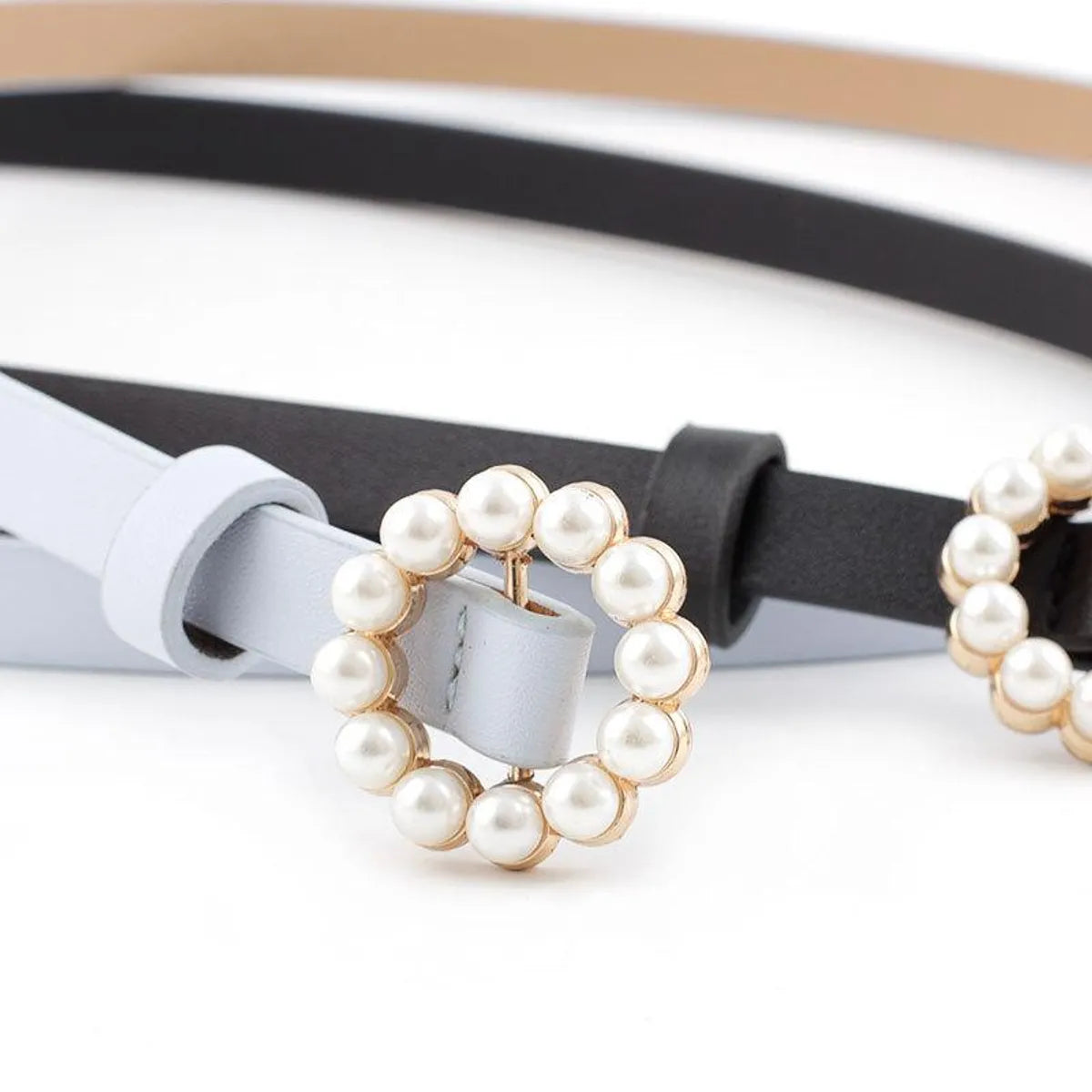 New Ladies Faux Leather Belt Korean Fashion Sweet Belt Pearl Buckle Decorative Belt Women Wholesale