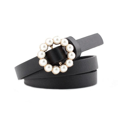 New Ladies Faux Leather Belt Korean Fashion Sweet Belt Pearl Buckle Decorative Belt Women Wholesale