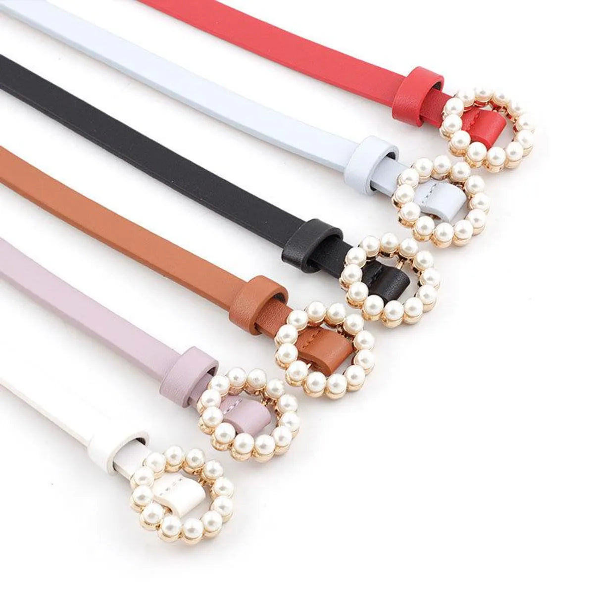 New Ladies Faux Leather Belt Korean Fashion Sweet Belt Pearl Buckle Decorative Belt Women Wholesale