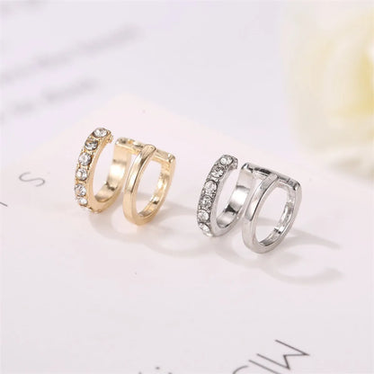 New Line Diamond Ear Clip Fashion Double C Ear Bone Clip Double U-Shaped Pierced Ear Clip Wholesale Nihaojewelry