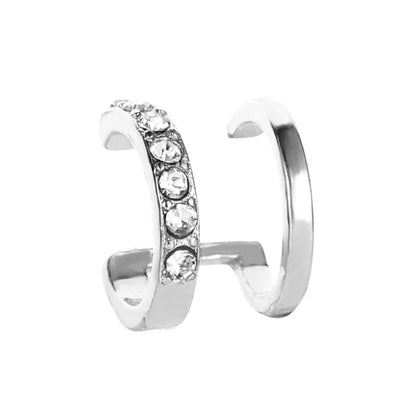 New Line Diamond Ear Clip Fashion Double C Ear Bone Clip Double U-Shaped Pierced Ear Clip Wholesale Nihaojewelry