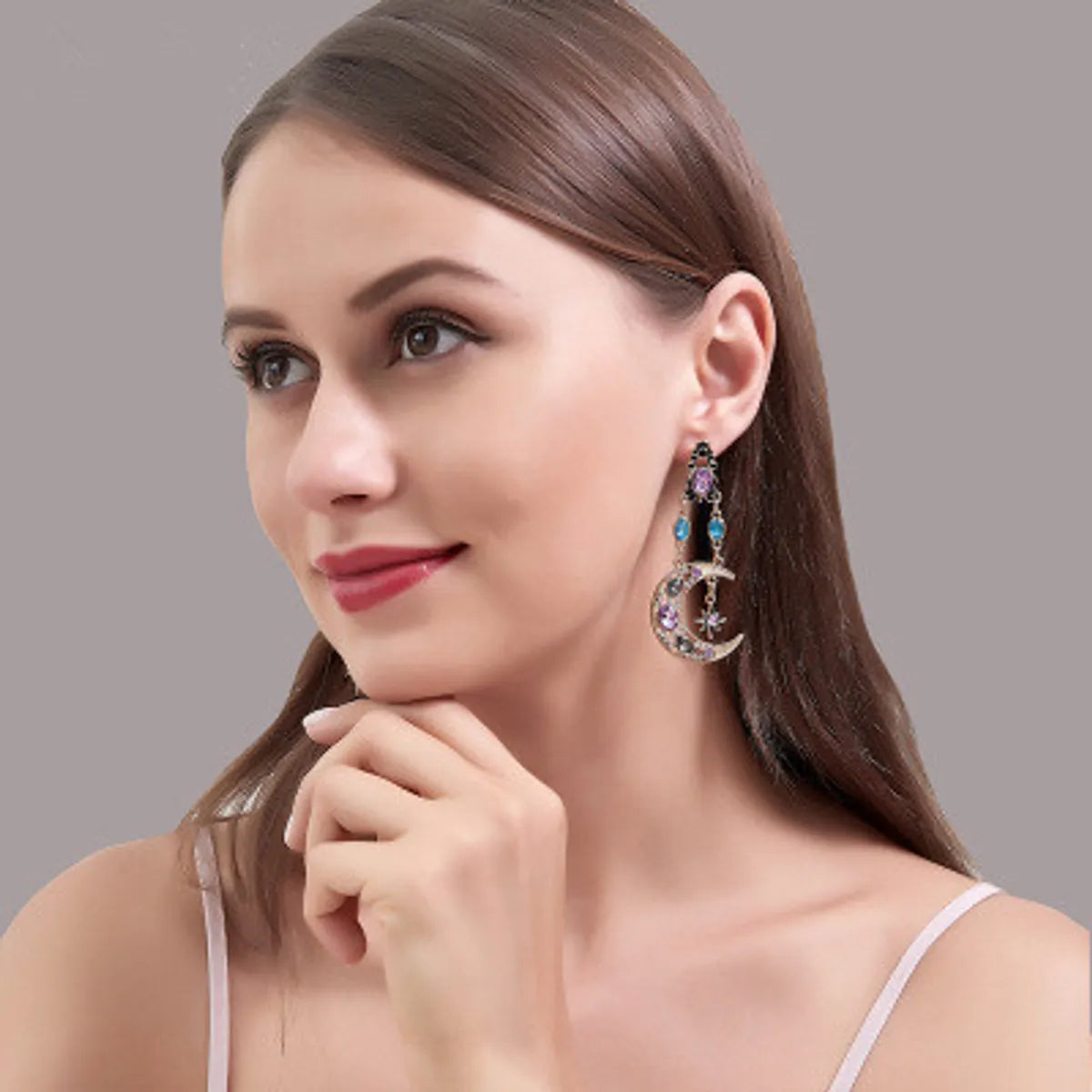 New Long Asymmetric Earrings Retro Exaggerated Sun Moon Earrings Ladies Baroque Earrings Wholesale Nihaojewelry