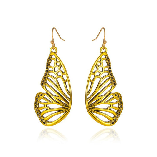 New Long Gold Butterfly Pendant Earrings Retro Hollow Half Butterfly Earrings Wholesale Gooddiy