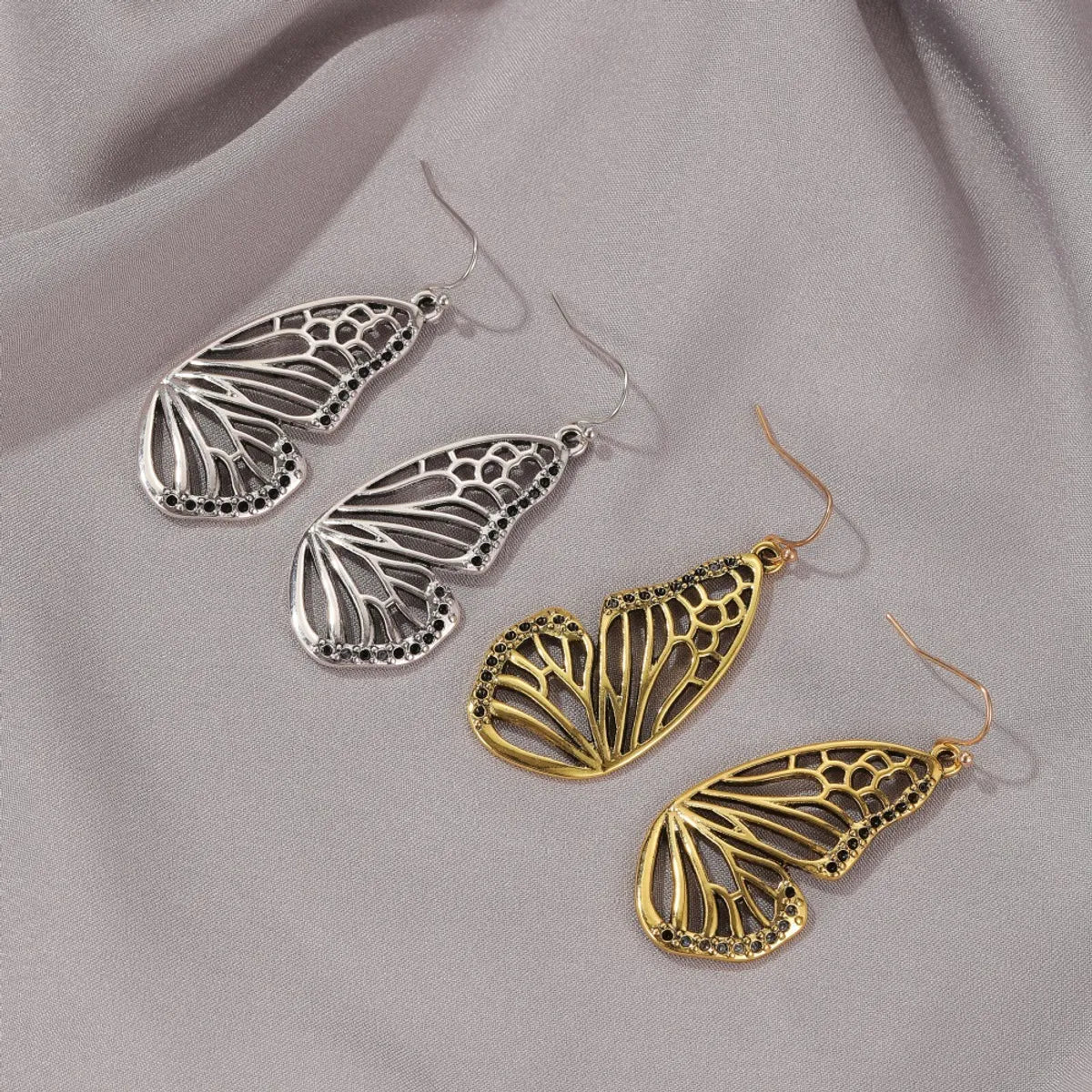 New Long Gold Butterfly Pendant Earrings Retro Hollow Half Butterfly Earrings Wholesale Gooddiy