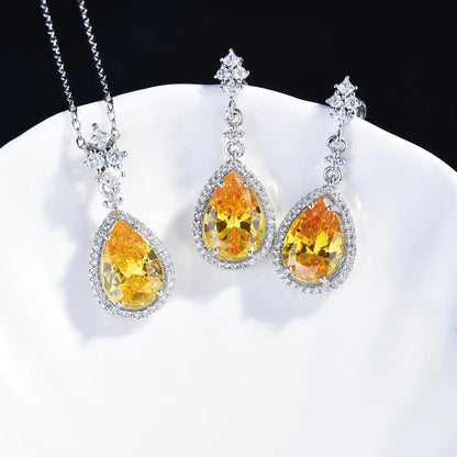 New Lucky Yellow Diamond Set Argyll Pink Diamond Pendant Topa Blue Earrings