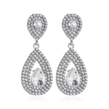 New Luxury Long Earrings Goddess Super Flash Zircon Water Drop Earrings Crystal Bridal Earrings Nihaojewelry Wholesale