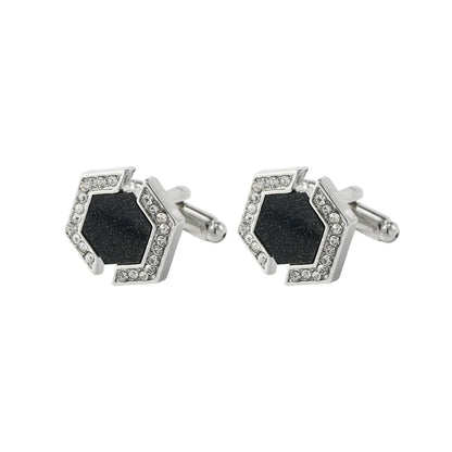 New Men'S Alloy Diamond-Encrusted Round Starry Sand Metal Cufflinks