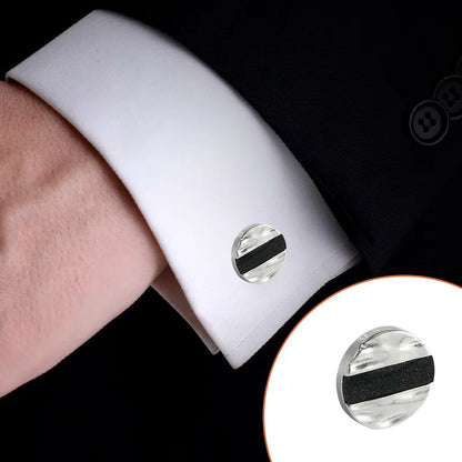 New Men'S Alloy Diamond-Encrusted Round Starry Sand Metal Cufflinks