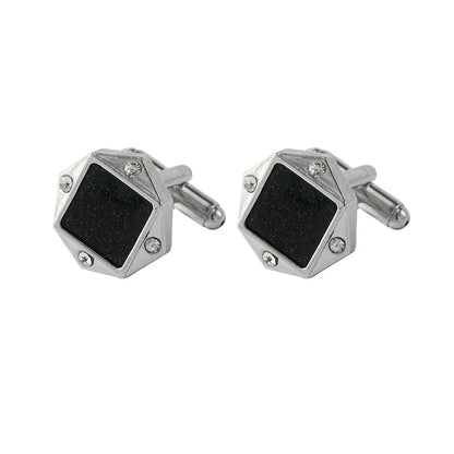 New Men'S Alloy Diamond-Encrusted Round Starry Sand Metal Cufflinks