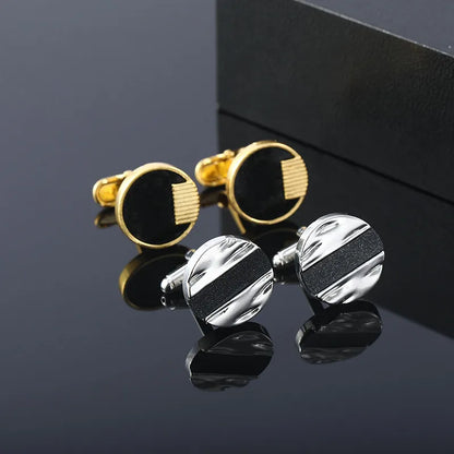 New Men'S Alloy Diamond-Encrusted Round Starry Sand Metal Cufflinks