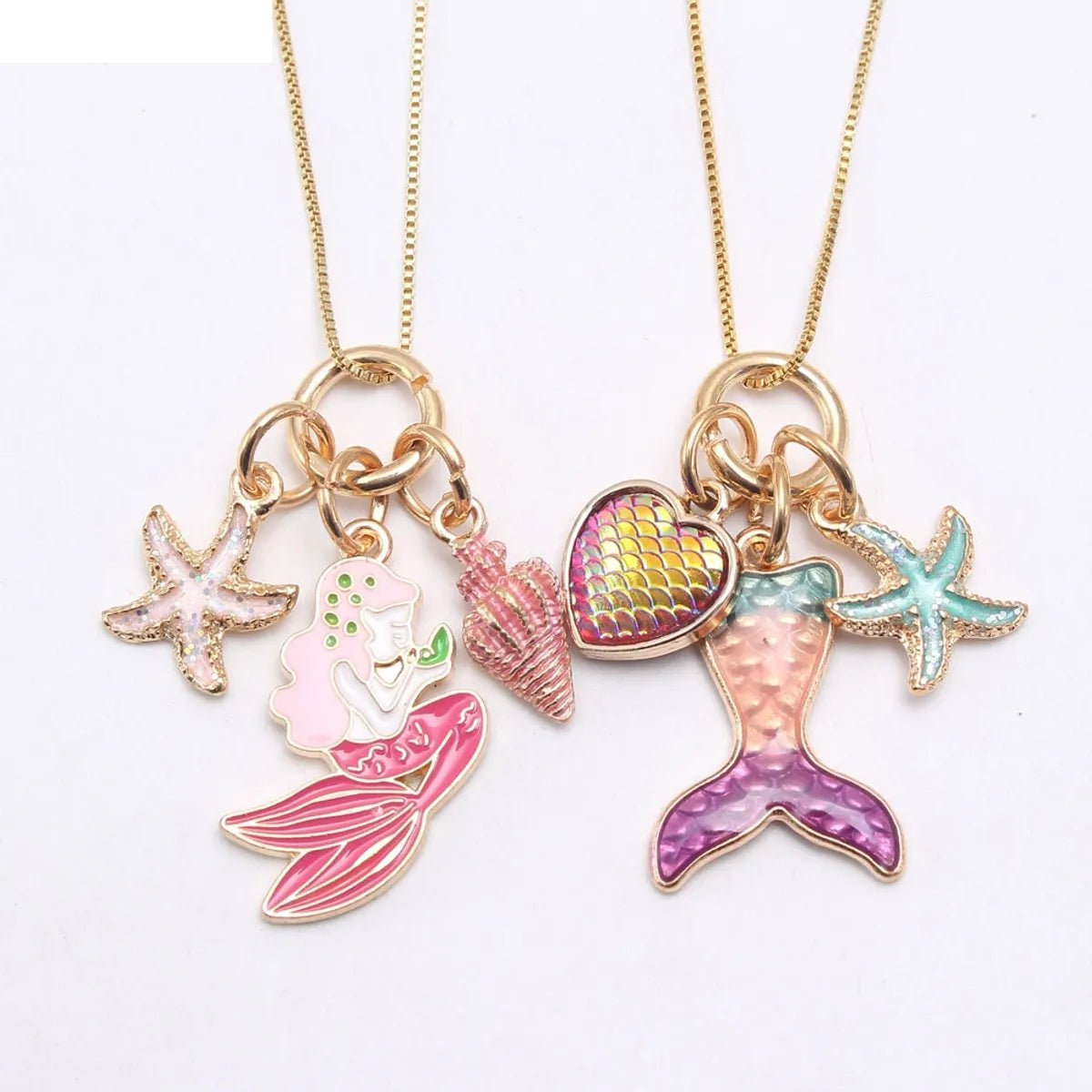 New Mermaid Pendant Alloy Pendant Box Chain Children Necklace